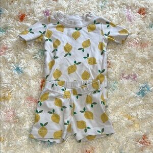 Hanna Andersson White and Yellow Lemon Pajama Set